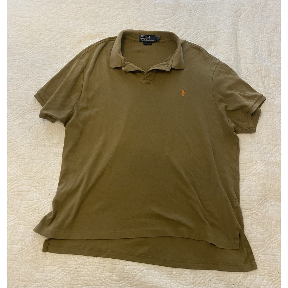 Polo Ralph Lauren Custom Fit Brown XXL Short Sleeve Polo Shirt 100% Cotton Logo
